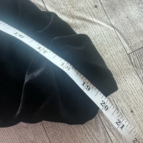 Susan Graver Black Velour Shift Dress Size Large 3/4 Rouch sleeve Stretch - Picture 8 of 11